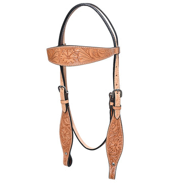 HILASON Western Horse Headstall Breast Collar Set Tack Genuine American Leather Floral Tan